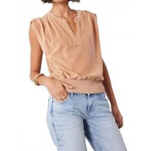 NEW BOBI split neck ribbed tee in roast
